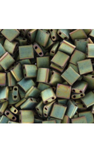 Miyuki tila 5x5mm beads - Matted metallic khaki iris TL-2035